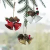 Juldekorationer träd nordiska kreativa guld röd metallklocka hänge dekoration tallkotte