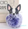 Faux Rabbit Fur Fur Ball Dog Blak Blak Blak Bieglica Kluczowa Poma Porte Clef Skórzowa pierścień Chaveiros Por Key Ring Prezenty