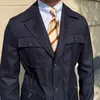 Men Blends Safari Jacket Men Windbreaker Short Loose Casual Overcoat 2023 British Style Slim Suit Collar Vintage Fashion Party Coats Male 231202