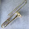 Professionele Bb-F # Tune Tenor Trombone Goudlak Nieuwe Bb Trombone Muziekinstrument Gratis Verzending