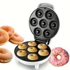 700W Donut Makinesi, çocuk kahvaltısı için uygun, atıştırmalıklar, tatlılar, çubuk olmayan yüzeye sahip, 7 donut, çörek beyaz, siyah, mavi, küçük mutfak eşyaları yapabilir