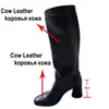 Boots Meotina Women Highine Leather Knee High Boots Square Toe The High High Heels Zipper Long Boots Lady Fashion Shoes Autumn Winter 43 231202