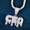 Pendanthalsband Anpassade droppbrevnamn för män Kvinnor Bling Zirconia Make Hip Hop Necklace Chain Jewelry 231204