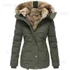 Women's Down Parkas Hiver femmes chaud laine col manteau fermeture éclair manches longues manteau à capuche veste mode décontracté couleur unie Parka pardessus T231204