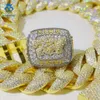 Anpassad 18mm hiphop smycken 18k guldpläterad kubansk kedjhalsband ring moissanite diamant is ut länk