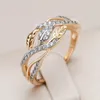 Cluster Rings Kinel 585 Rose Gold Silver Color Mix Vintage Flowers For Women Fashion Natural Zircon Accessories Daily Fine Jewelry