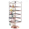 Smyckespåsar 288 Hål Brown Metal Display Shelf Square Revolving Earring Necklace Showcase Rack Stand Holder313e