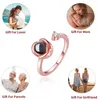 Wedding Rings Rose Flower Po Custom Projection Ring with Your Picture Family Memory Gift Dog Projection Rings Valentine's Day Gift 231204
