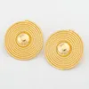 Necklace Earrings Set African Gold Color Jewelry For Women Round Pendant And Clip With Bangle Ring Daily Party Jewellry