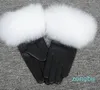 Gants sans doigts en cuir véritable pour femmes, gants d'hiver chauds en peau de mouton véritable, en fourrure de renard, Style à la mode, fourrure de renard naturelle moelleuse