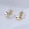 Orecchini pendenti di lusso vintage con stella marina e lampadario di perle lungo per le donne, gioielli di moda etnica da sposa