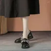 Sapatos de vestido para mulher 2023 dedo do pé redondo preto calçado de verão feminino mocassins salto baixo elegante com arco casual