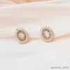 Stud perle ovale cristal boucles d'oreilles pour filles couleur or côté métal doux mode femmes petites boucles d'oreilles nouvel an Gitfs brincos R231204