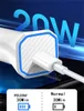 Snabb snabb laddning 20W 12W USB C Type C PD Car Charger Mini Portable Power Adapters för iPad iPhone 11 12 13 14 15 Pro Max Samsung HTC LG Android -telefon med låda