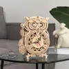 Diecast Model Robotime ROKR 3D Wooden Puzzle Owl Clock Model Building Kit Toys for Children Kids Boys LK503 231204