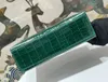 Designer tas merk portemonnee luxe clutch 22cm vrouwen totesreal glanzend krokodillenleer volledig handgemaakte kwaliteit wax lijn stiksel Vert Emeraude kleur