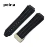 25 mm X 19mm New High Quality Black Tire Diver caoutchouc de Silicone bracelet bracelet302H