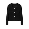 Women's Jackets Designer Brand Classic Ce Three Button Carriage Gold Black Coarse Tweed Small Fragrant Coat Short Style Elegant Socialite Round Neck Top UHCK