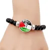 Bracciale rigido in vetro cristallo con perline nere della Palestina e braccialetto con ciondolo con bandiera palestinese, 12 stili