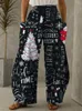 Damesbroek Kerstboom 3D-print Damesmode Joggers Brede broek Hoge taille Broek met rechte pijpen Cargo Sneeuwvlok