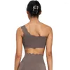 Yoga roupa moda esportes sutiã um ombro sem costas fitness bralette mulheres ginásio tanque superior colheita colete push up apertado acolchoado roupa interior