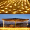 Cordas ao ar livre jardim decorativo lâmpada led fishnet luz string decoração de natal para casa quarto janela cortina