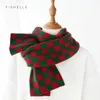 Scarves wool scarf women men winter thick warm knits scarves two layers ladies red green plaid kid long shawl boys girls Christmas gift 231204