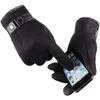 Fingerless Gloves Fashion Men Leather Touch Screen Thermal Fleece Lined Driving Mitten Winter Thicken Warm Gift 231204