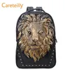 Sac à dos en cuir PU Lion imprimé motif sacs à dos sacs à dos d'ordinateur portable de mode sacs à bandoulière cartable 46x31x12 cm 2022300b