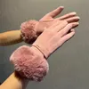 Ladies Hand Gloves Luxury Designer Brand Fur Collar Split Finger Glove Winter Warm Cashmere Mittens Women Fashion Accessories With Package SDLX