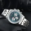 Polshorloges voor mannen 2024 Nieuwe herenhorloges All Dial Work Quartz Bekijk hoogwaardige top luxemerk Chronograph Clock roestvrijstalen riem mannen mode Breitling 01