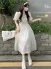 Robes décontractées Femmes Manches bouffantes Princesse Tempérament doux Mode Ulzzang A-ligne Été Simple Dames Ins Style coréen Classique