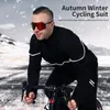 Wielrenshirtsets WEST BIKING Winter Thermische wielrenset Fietsjack Kleding Broeken Outdoor Sportpak Winddichte jas Racefiets Heren Sportkleding 231204