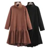 Robes de fille 4 à 16 ans enfants adolescente filles hiver col roulé poché robe évasée enfants fille mode robes asymétriques décontractées 231204