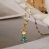 Chains Tiny Opal Crystal Princess Necklaces For Women Girls Copper Gold Plated Clavicle Chain Mermaid CZ Jewelry Party Gifts