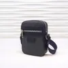 Classique mini taille sacs de messager noir gris toile cuir hommes épaule avec boîte sac à main sac à bandoulière 08240G