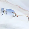 56% Lunettes de soleil Himestones Hommes Rimless Poit Big Carters Eyewear Hiphop Shades Summer Wire Gloges Lentes de Solkajia New