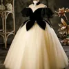 Girl's Dresses Fashion Baby Girl Princess Luxury Long Dress Off Shoulder Toddler Teen Child Black Vintage Vestido Party Pageant Ball Gown 2 14Y 231204