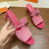 Sommer-Mädchen-Sandalen, Designer, modische und sexy High-Heel-Hausschuhe, wunderschöne, offene Schaf-König-Wildleder-Damenschuhe