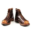 Buty luksusowe skórzane buty krowie ręcznie robione w stylu vintage British Autumn Winter najwyższej jakości kostki okrągłe motocykl 231204