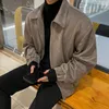 Men's Jackets SYUHGFA Clothing 2023 Autumn Winter Turn Down Collar Suede PU Leather Thickening Jacket Loose Coat Korean Zipper