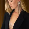 Dangle Earrings Fashion Luxury Large Water Drop Long Tassel For Women Shiny Rhinestone Pendant Ear Jewelry Elegant Banquet Accessories