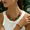 Christmas Set Jewellery Colourful Bells Necklace Bracelet Earrings Christmas Ornaments Festive Gifts