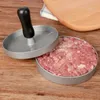 Köttfjäfäverktyg 1 uppsättning av hög kvalitet runda hamburger mögel aluminium legering kött nötkött bbq hamburgare press kök mat 231204