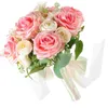 Flores decorativas buquê de rosas artificiais grande casamento nupcial mão lance noiva weeing para