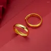 Anéis de cluster Hoyon 18k anel de cor de ouro puro para mulheres e homens casal faixas de casamento liso dourado redimensionável 999 anillos moda jóias