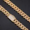 Iced Out 5A Zircon Cuban Chain Jewelband Halsband Armband Men 18 mm bredd Koppar Kubansk länkkedja