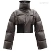 2023 Dames Down Parka Custom Fashion Zwart Cropped Woolblend Getrimd Highneck Gewatteerde Jas Dames Korte Puffer 220930