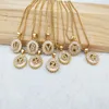 10 pçs cor de ouro redondo micro pave cristal zircônia cúbica 26 carta pingentes encantos colar jóias fazendo para mulher nk348 j190712291c