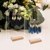 Jewelry Pouches 6pcs Acrylic Earring Display Stand Retail Holder Arch Stands With Wooden Bases